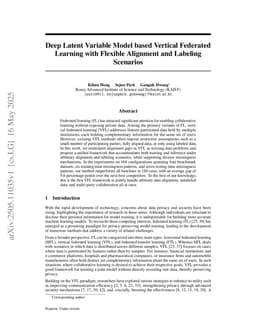 Deep Latent Variable Model based Vertical Federated Learning with Flexible Alignment and Labeling Scenarios