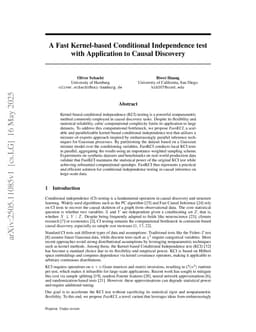 A Fast Kernel-based Conditional Independence test with Application to Causal Discovery