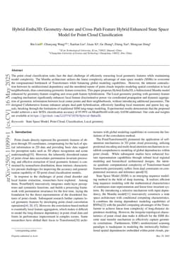 Hybrid-Emba3D: Geometry-Aware and Cross-Path Feature Hybrid Enhanced State Space Model for Point Cloud Classification