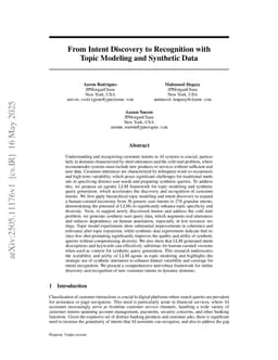 From Intent Discovery to Recognition with Topic Modeling and Synthetic Data