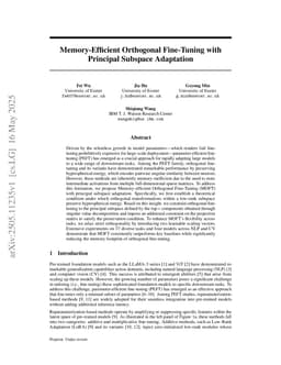 Memory-Efficient Orthogonal Fine-Tuning with Principal Subspace Adaptation