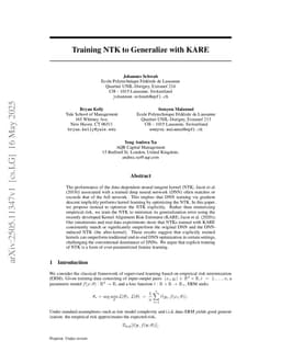 Training NTK to Generalize with KARE