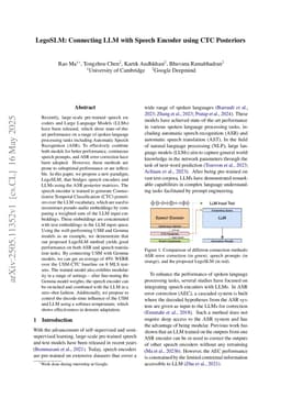 LegoSLM: Connecting LLM with Speech Encoder using CTC Posteriors