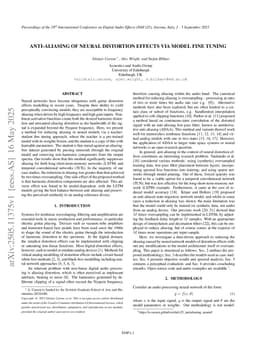 Anti-aliasing of neural distortion effects via model fine tuning