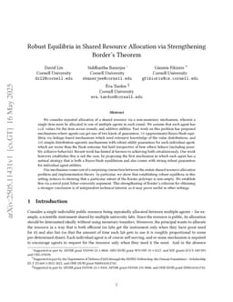 Robust Equilibria in Shared Resource Allocation via Strengthening Border's Theorem