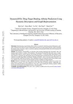 DynamicDTA: Drug-Target Binding Affinity Prediction Using Dynamic Descriptors and Graph Representation