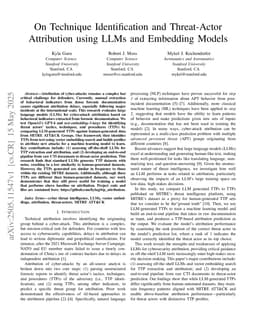 On Technique Identification and Threat-Actor Attribution using LLMs and Embedding Models