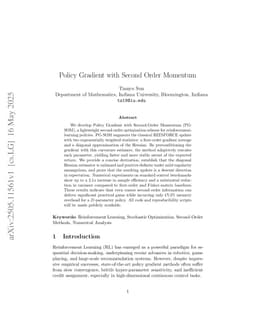 Policy Gradient with Second Order Momentum