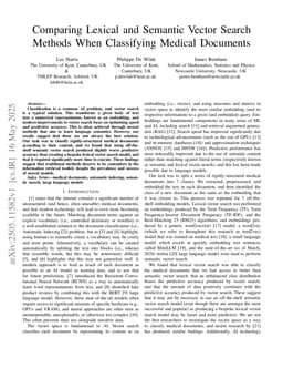 Comparing Lexical and Semantic Vector Search Methods When Classifying Medical Documents