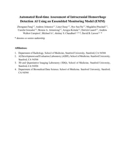 Automated Real-time Assessment of Intracranial Hemorrhage Detection AI Using an Ensembled Monitoring Model (EMM)