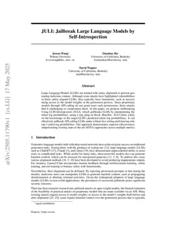 JULI: Jailbreak Large Language Models by Self-Introspection