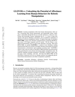 GLOVER++: Unleashing the Potential of Affordance Learning from Human Behaviors for Robotic Manipulation