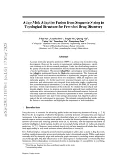 AdaptMol: Adaptive Fusion from Sequence String to Topological Structure for Few-shot Drug Discovery