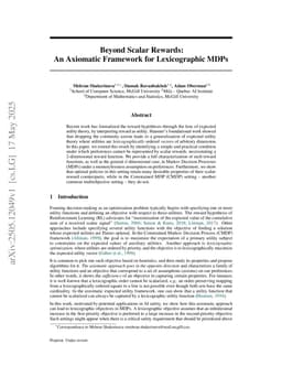 Beyond Scalar Rewards: An Axiomatic Framework for Lexicographic MDPs