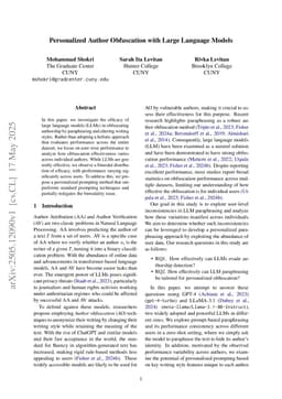 Personalized Author Obfuscation with Large Language Models