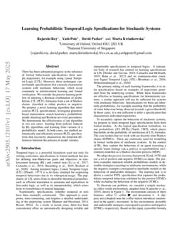 Learning Probabilistic Temporal Logic Specifications for Stochastic Systems