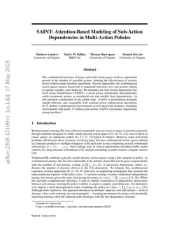 SAINT: Attention-Based Modeling of Sub-Action Dependencies in Multi-Action Policies