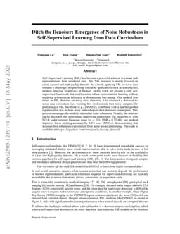 Ditch the Denoiser: Emergence of Noise Robustness in Self-Supervised Learning from Data Curriculum