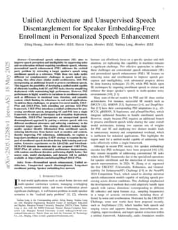 Unified Architecture and Unsupervised Speech Disentanglement for Speaker Embedding-Free Enrollment in Personalized Speech Enhancement