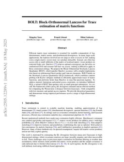 BOLT: Block-Orthonormal Lanczos for Trace estimation of matrix functions