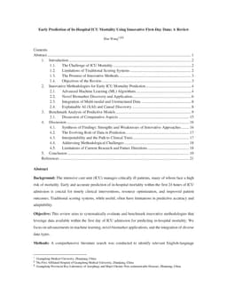 Early Prediction of In-Hospital ICU Mortality Using Innovative First-Day Data: A Review
