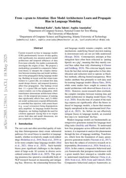 From n-gram to Attention: How Model Architectures Learn and Propagate Bias in Language Modeling