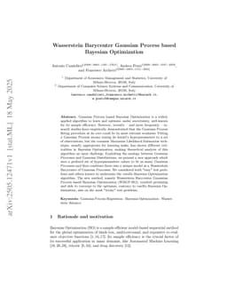 Wasserstein Barycenter Gaussian Process based Bayesian Optimization
