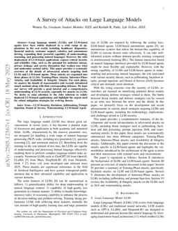 A Survey of Attacks on Large Language Models