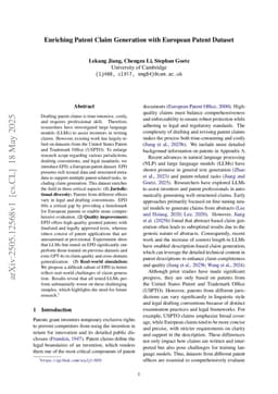 Enriching Patent Claim Generation with European Patent Dataset
