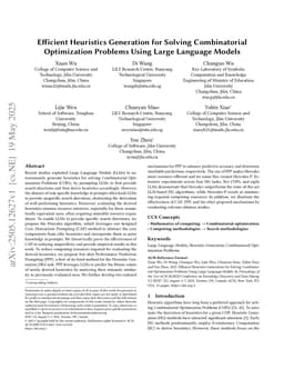 Efficient Heuristics Generation for Solving Combinatorial Optimization Problems Using Large Language Models