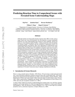 Predicting Reaction Time to Comprehend Scenes with Foveated Scene Understanding Maps