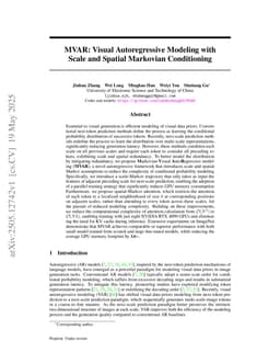 MVAR: Visual Autoregressive Modeling with Scale and Spatial Markovian Conditioning