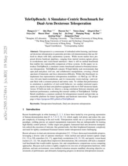TeleOpBench: A Simulator-Centric Benchmark for Dual-Arm Dexterous Teleoperation