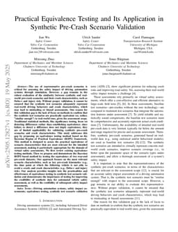 Practical Equivalence Testing and Its Application in Synthetic Pre-Crash Scenario Validation