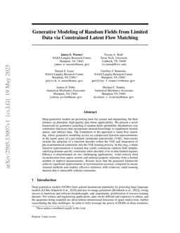 Generative Modeling of Random Fields from Limited Data via Constrained Latent Flow Matching