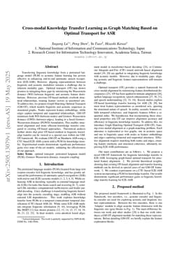 Cross-modal Knowledge Transfer Learning as Graph Matching Based on Optimal Transport for ASR