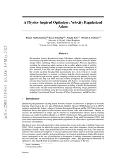 A Physics-Inspired Optimizer: Velocity Regularized Adam