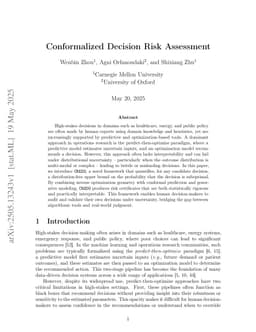 Conformalized Decision Risk Assessment