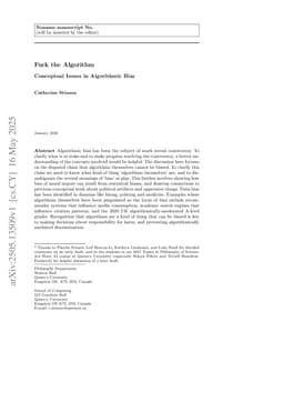 Fuck the Algorithm: Conceptual Issues in Algorithmic Bias