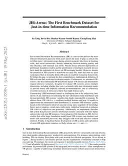 JIR-Arena: The First Benchmark Dataset for Just-in-time Information Recommendation