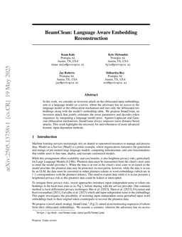 BeamClean: Language Aware Embedding Reconstruction