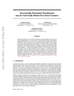 Adversarially Pretrained Transformers may be Universally Robust In-Context Learners