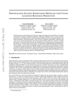 Personalized Student Knowledge Modeling for Future Learning Resource Prediction