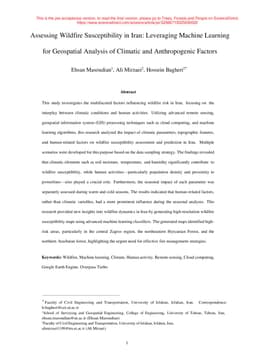 Assessing wildfire susceptibility in Iran: Leveraging machine learning for geospatial analysis of climatic and anthropogenic factors