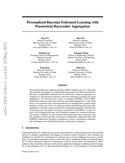 Personalized Bayesian Federated Learning with Wasserstein Barycenter Aggregation