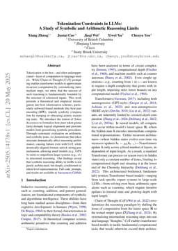 Tokenization Constraints in LLMs: A Study of Symbolic and Arithmetic Reasoning Limits