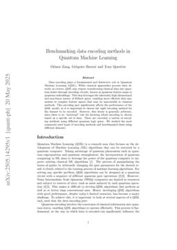 Benchmarking data encoding methods in Quantum Machine Learning