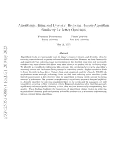 Algorithmic Hiring and Diversity: Reducing Human-Algorithm Similarity for Better Outcomes