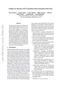 Scaling Low-Resource MT via Synthetic Data Generation with LLMs