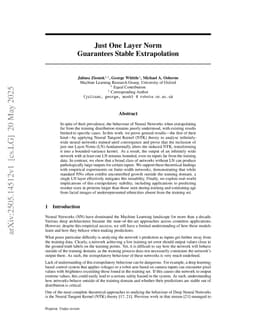 Just One Layer Norm Guarantees Stable Extrapolation